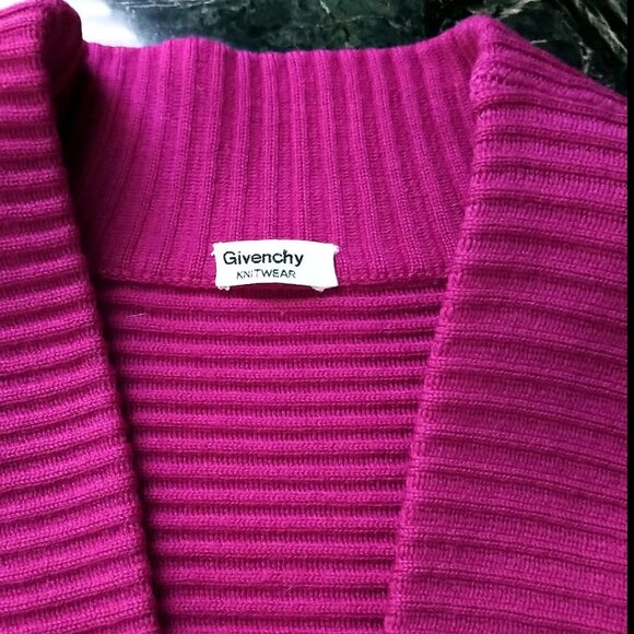 Givenchy Fuchsia Pink Ribbed Cardigan Sweater 4 & 6 - Picture 11 of 12